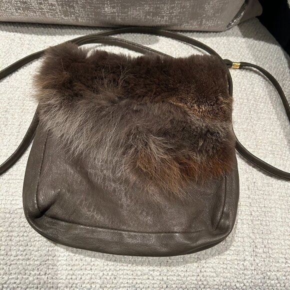 Paula Lishman Olive/Khaki Leather & Sheared Beaver Fur Crossbody – One-of-a-Kind - Picture 1 of 7